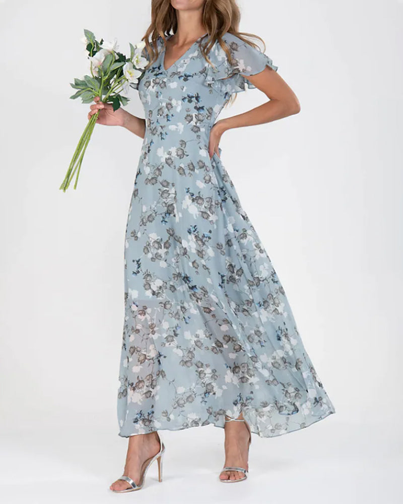50% RABATT | Kimberly™ | Stilvoll luftiges, florales langes Kleid